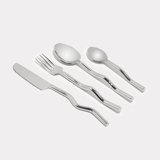 Wave Cutlery in Silver Stainless Steel