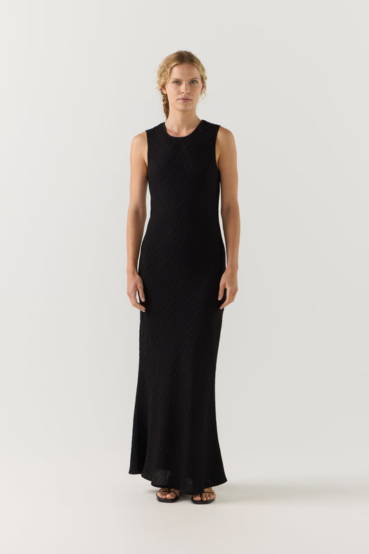 Thea Dress in Black Crinkle