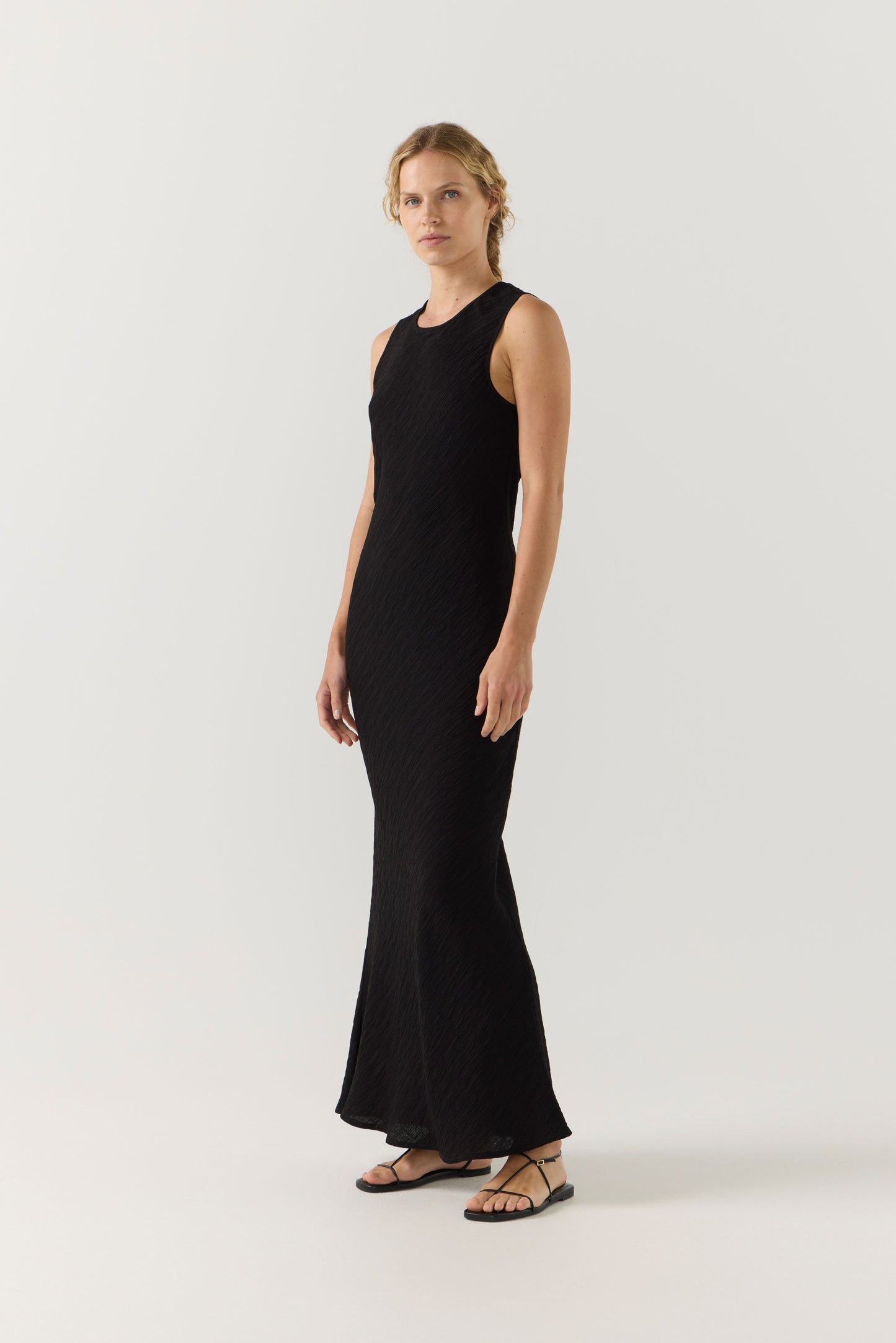 Thea Dress in Black Crinkle