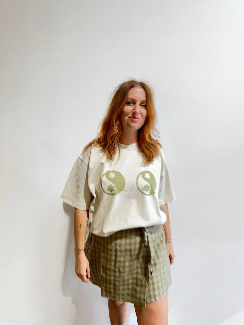 Sage green wrap skirt made from cotton