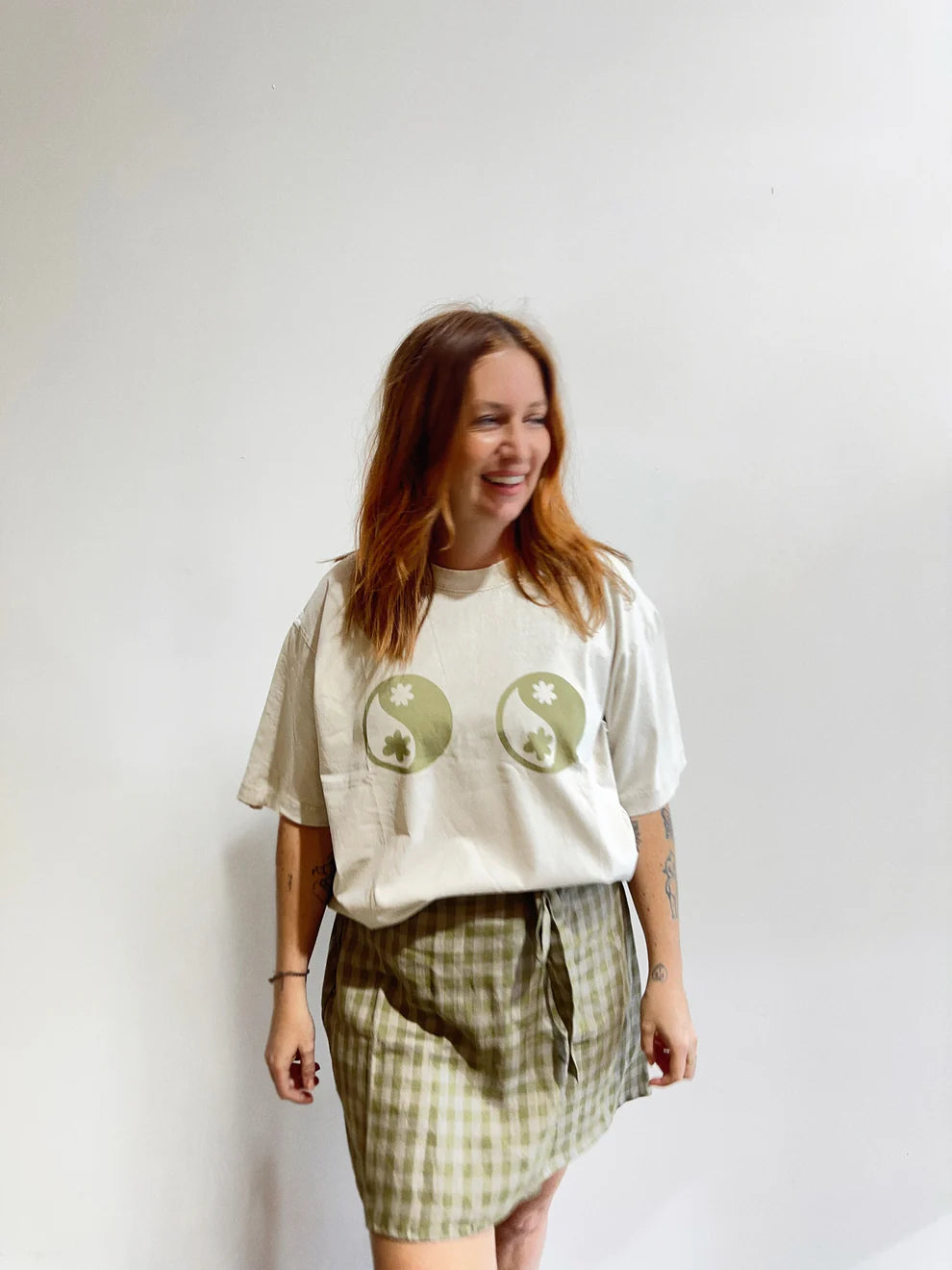 Sage green wrap skirt made from cotton