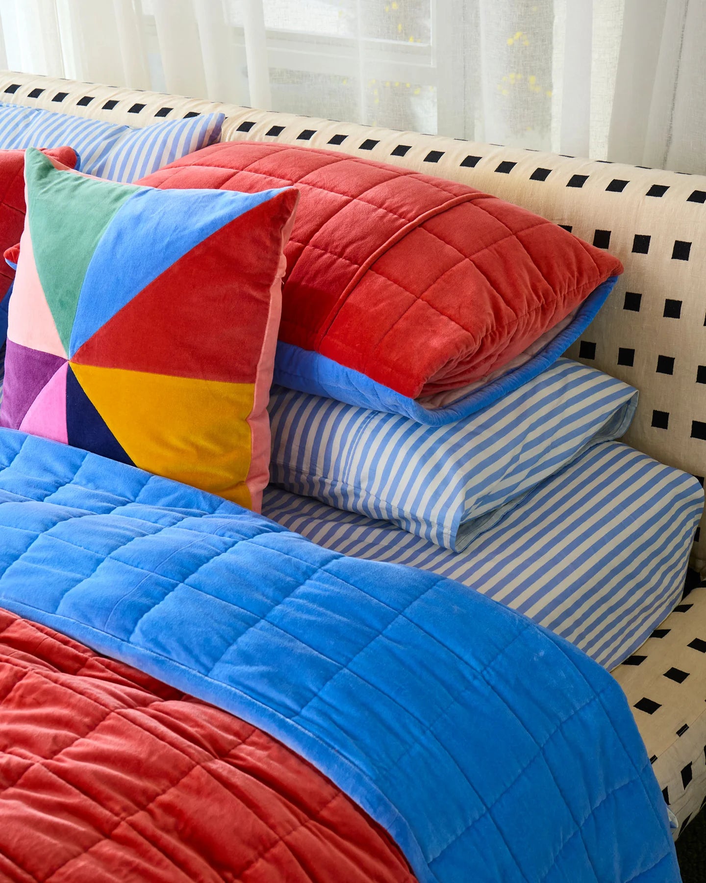 Blue Robin Velvet Quilted Pillowcases (Set of 2)