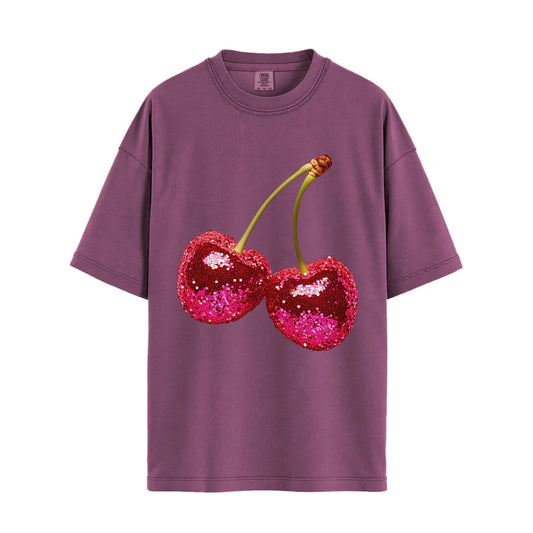 Disco Cherries Relaxed Tee in Berry