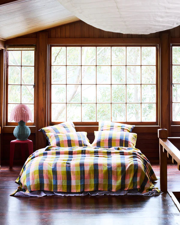 Florida Tartan Linen Pillow Case Set