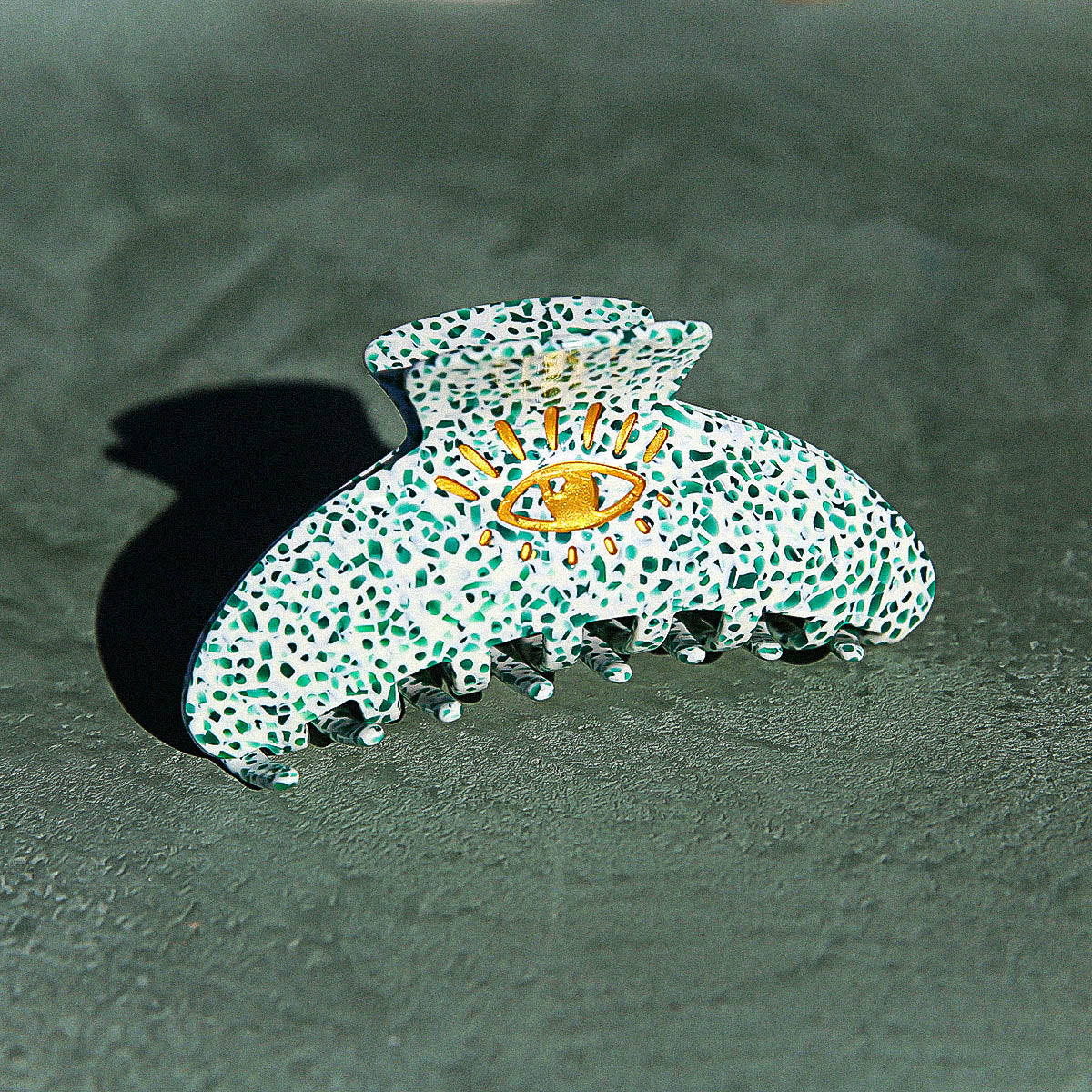 Eye Love Hair Clip in Green Terrazzo