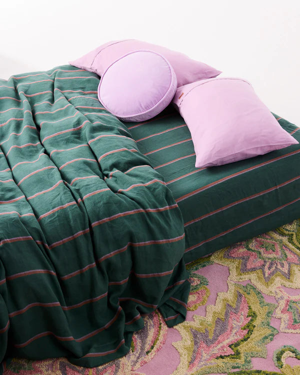 Wakame Crush Stripe Linen Quilt Cover