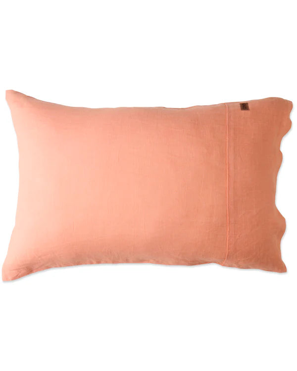 Coral Blossom Linen Pillow Case Set