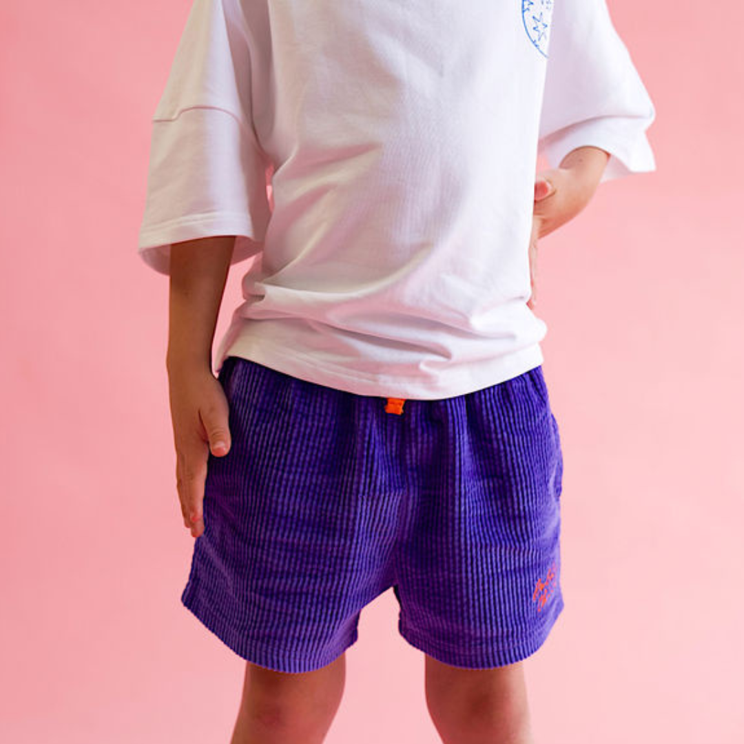 Golden Child Galaxy Cord Shorts  - Purple Haze & Orange
