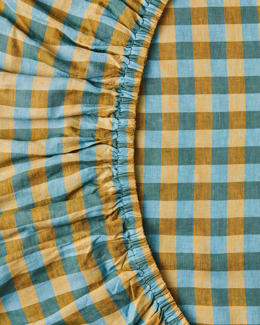 Marigold Tartan Linen Fitted Sheet