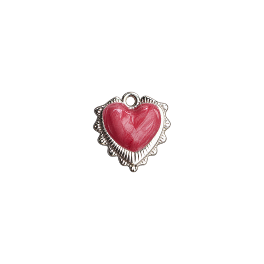 Spike Heart Charm in Silver