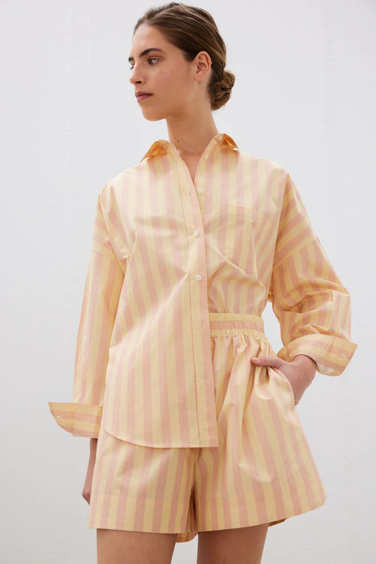 The Chiara Short in Pink Clay & Wool Stripe