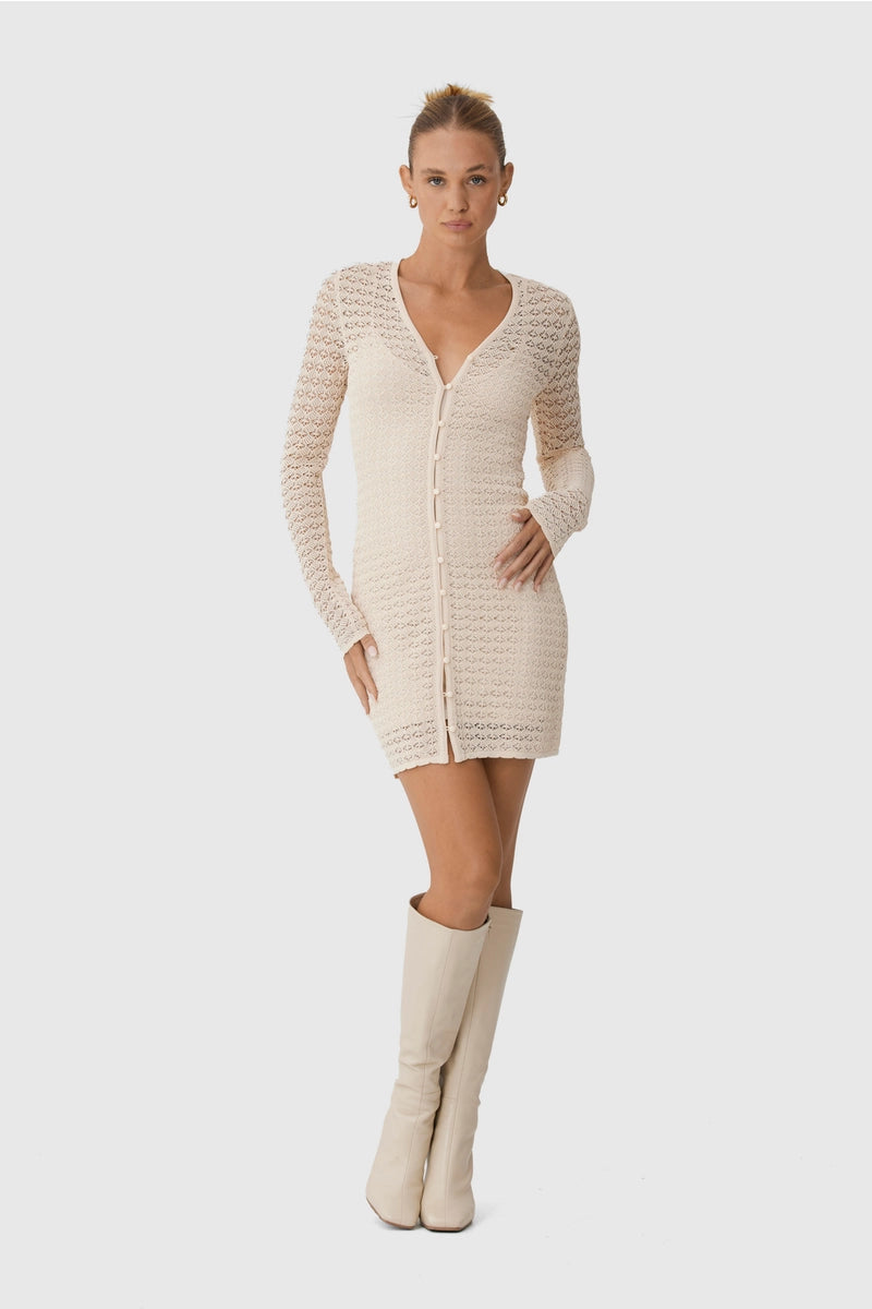 Florence Knit Dress in Ivory
