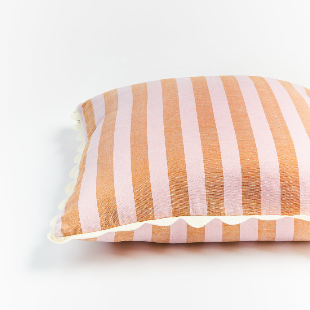 Woven Stripe Peach and Purple Cushion