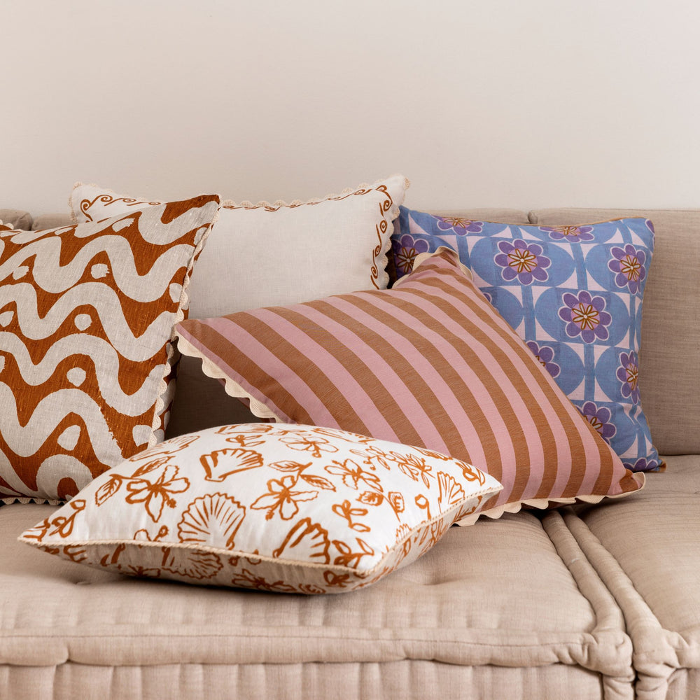 Woven Stripe Peach and Purple Cushion