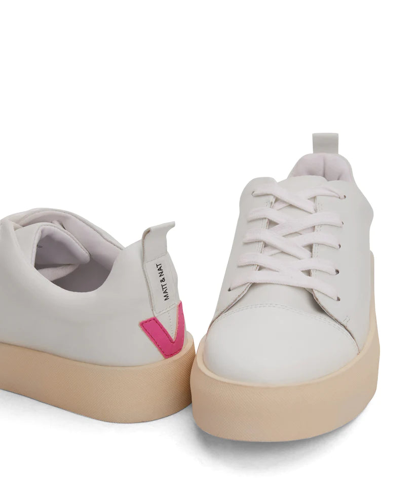 Marci Vegan Leather Sneakers with Pink Detail