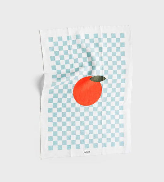 Micro Checkers Orange Tea Towel