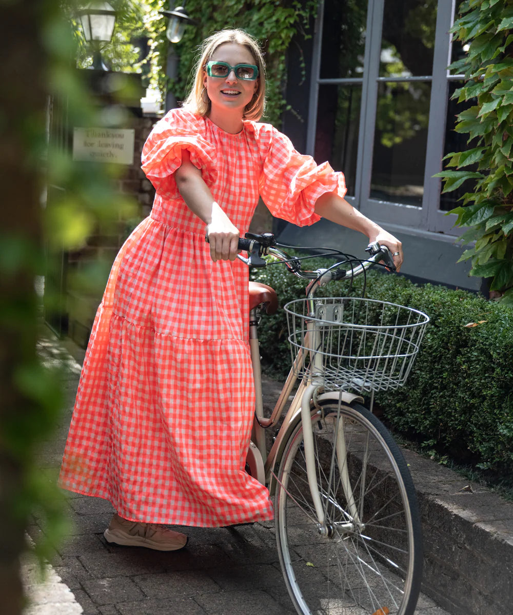 Picnic Tiered Maxi Dress in Pink Gingham
