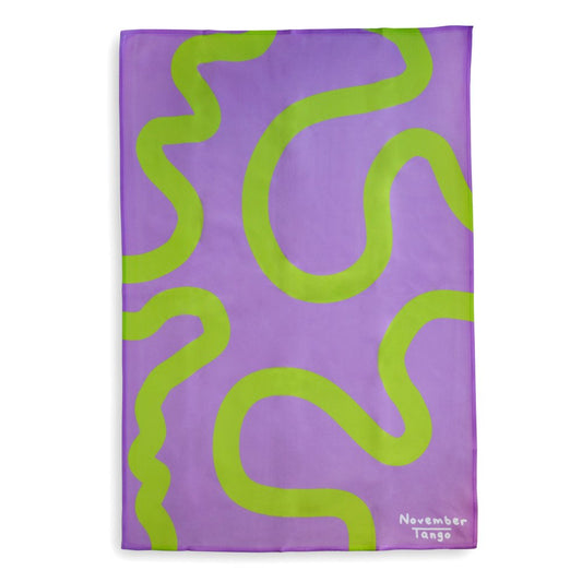 Purple & Green Squiggles Microfibre Towel